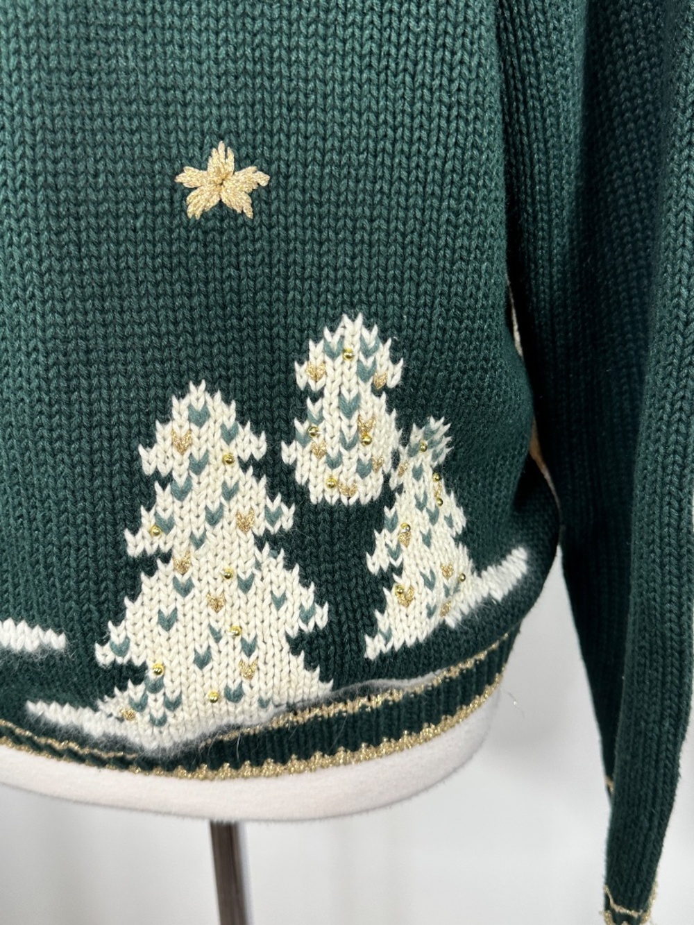 Vtg. CHRISTOPHER & BANKS Hand Embroidered Christmas V - Neck Cardigan Sweater XL - Picture 10 of 15